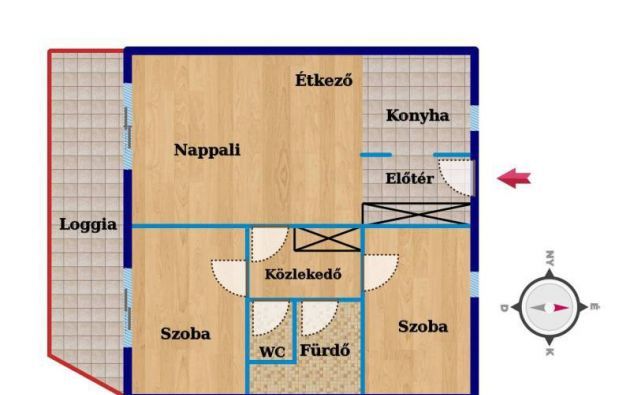 Eladó új építésű 66 m2-es 3 szobás 5. emeleti lakás Debrecenben a Párizsi Udvar II.-ben.