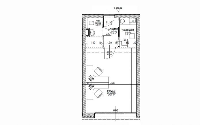 Eladó 35 nm-es irodahelyiség a Tesco közelében