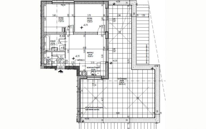 Új építésű 55 nm-es penthouse lakás a Széchenyikertben