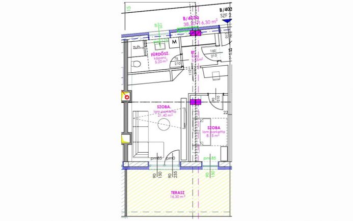 Új építésű 38 nm-es lakás a Belvárosban B.4.3a